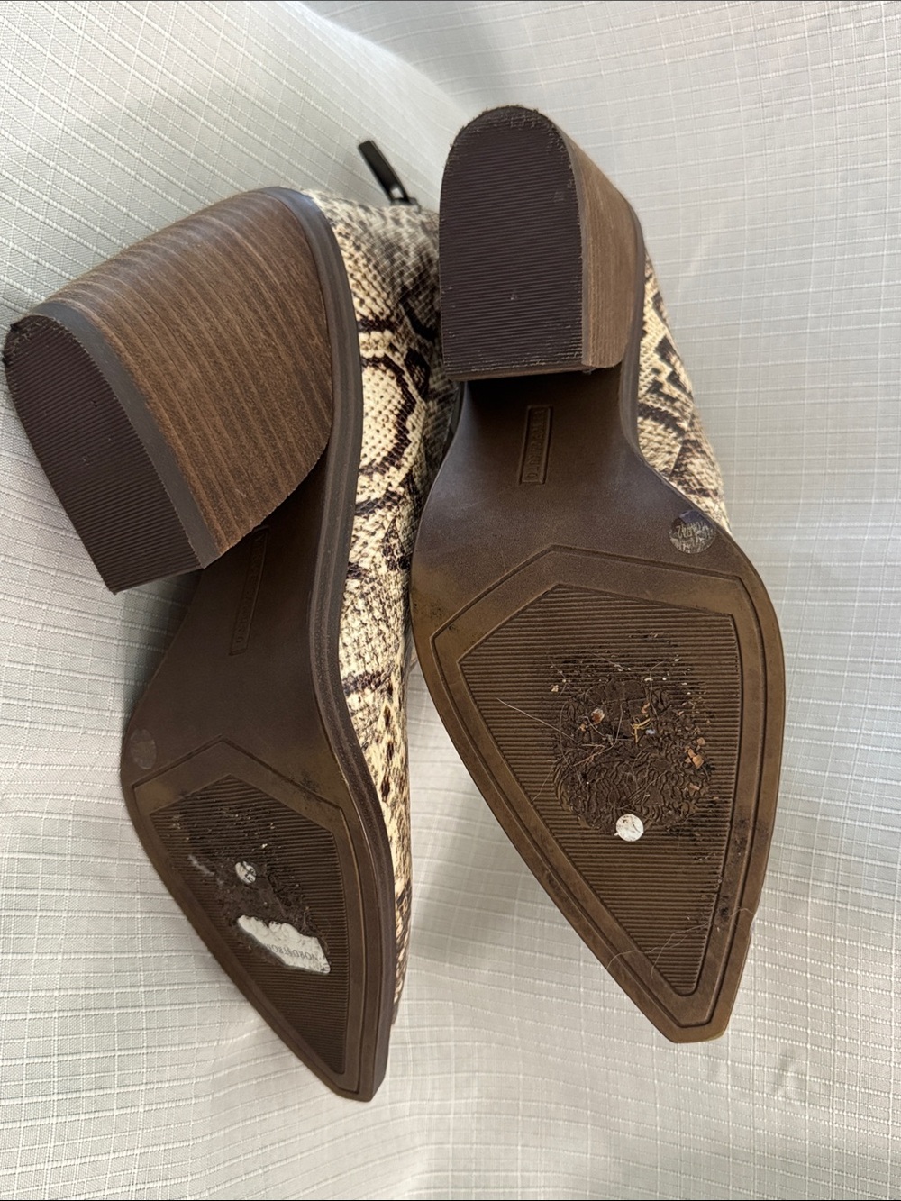 Vince Camuto Women’s Snake-Print Pointed Toe Ankle Boots - Brown - Picture 6 of 6